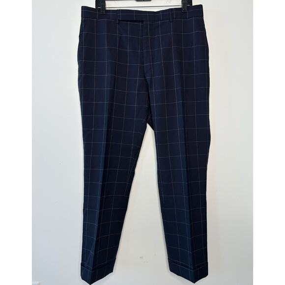 RALPH LAUREN Purple Label Windowpane Dress Pants Mens Size 37 Business Trousers - Picture 2 of 11